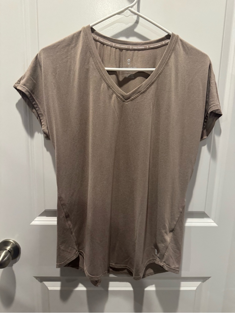Free Country Women's Short Sleeve V-Neck Top - Taupe